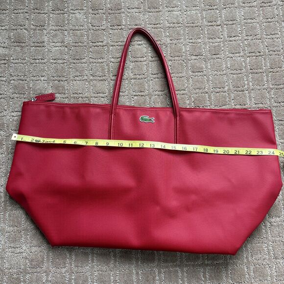 Lacoste Women's X-Large L.12.12 Concept Tote Travel Weekend Shopping Bag Red - Picture 9 of 11